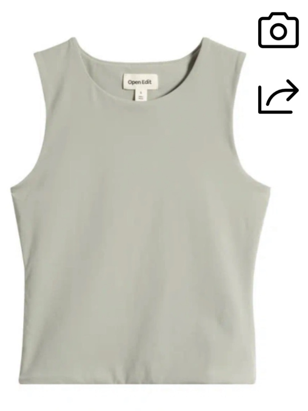 Open Edit Women's Sleeveless Lined Crewneck Tank Grey Chia New XS